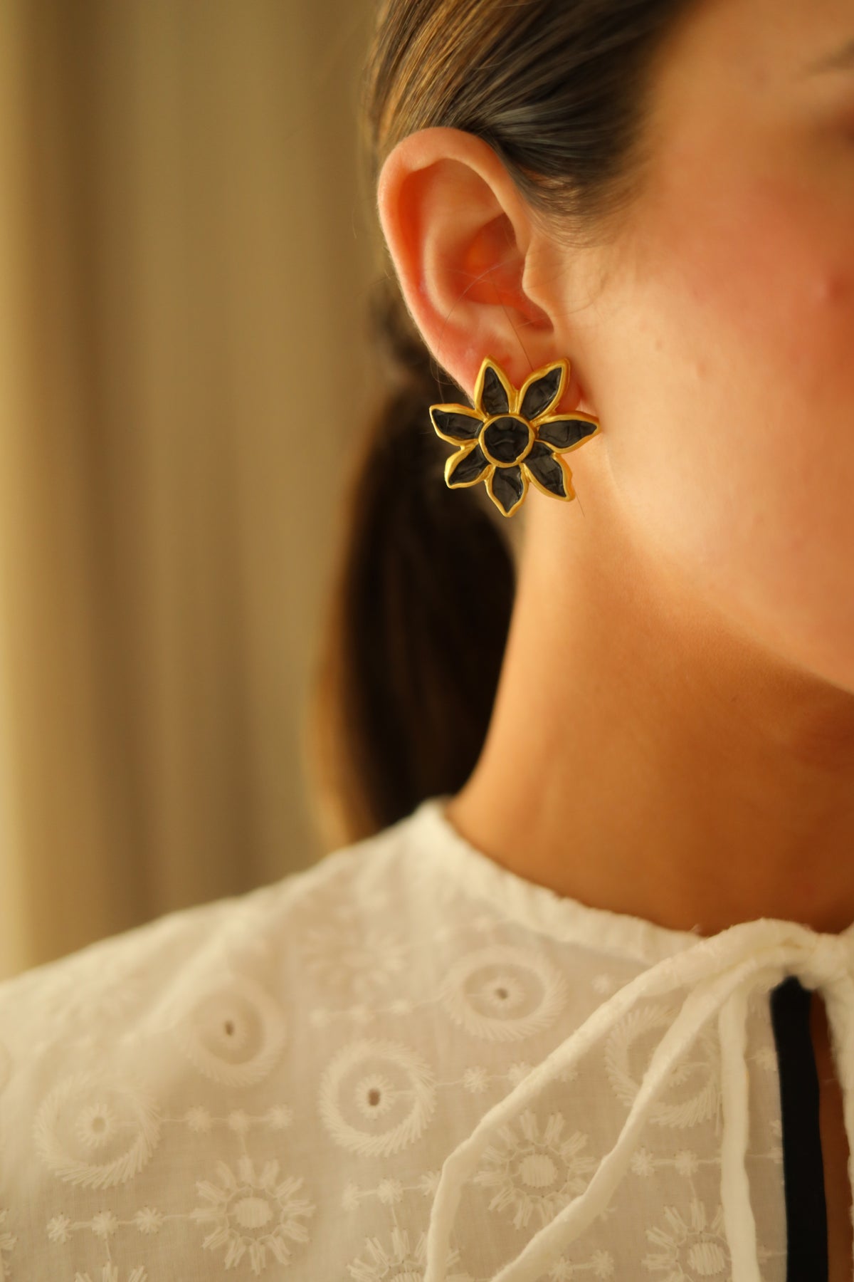 Pendientes Gardenia Negro
